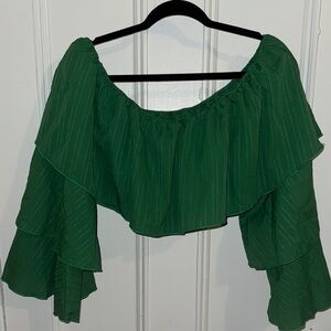 Green Off-Shoulder Ruffle Top